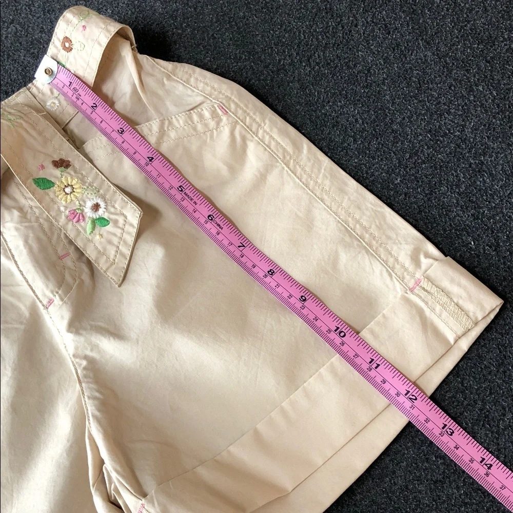 Oshkosh B'Gosh Girls 100% Cotton Shorts, Floral Embroidery Matching Belt Size 10